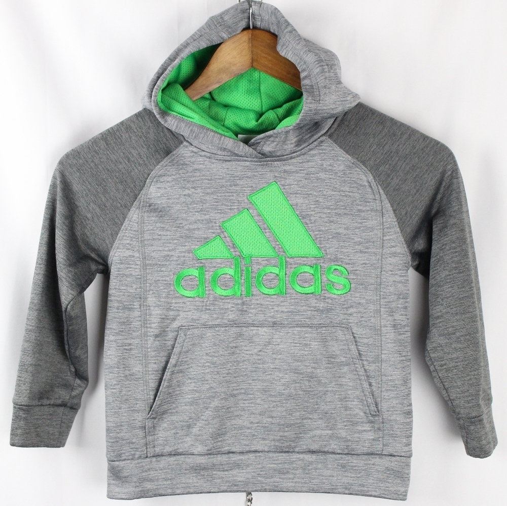 Adidas Gray/Green Embroidered Pullover hoodie